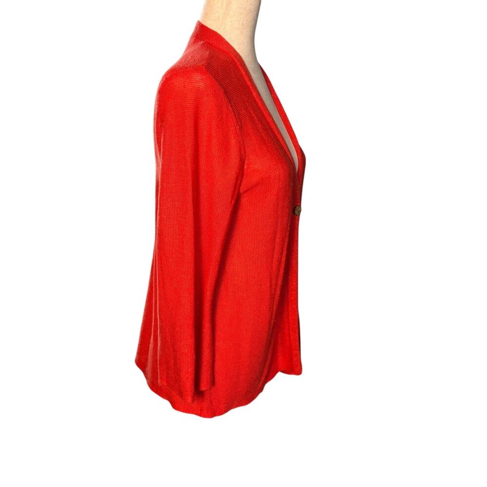 J. JILL Size Small Reddish Orange Linen blend Cardigan One Button Sweater - Picture 2 of 6
